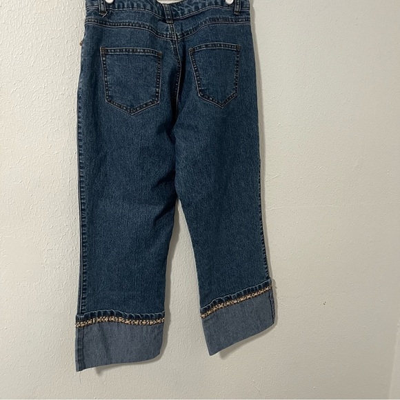 DFX Women’s Cropped Jeans with Embroidered & Beaded Hem/Pockets Casual Vacation - Picture 5 of 12